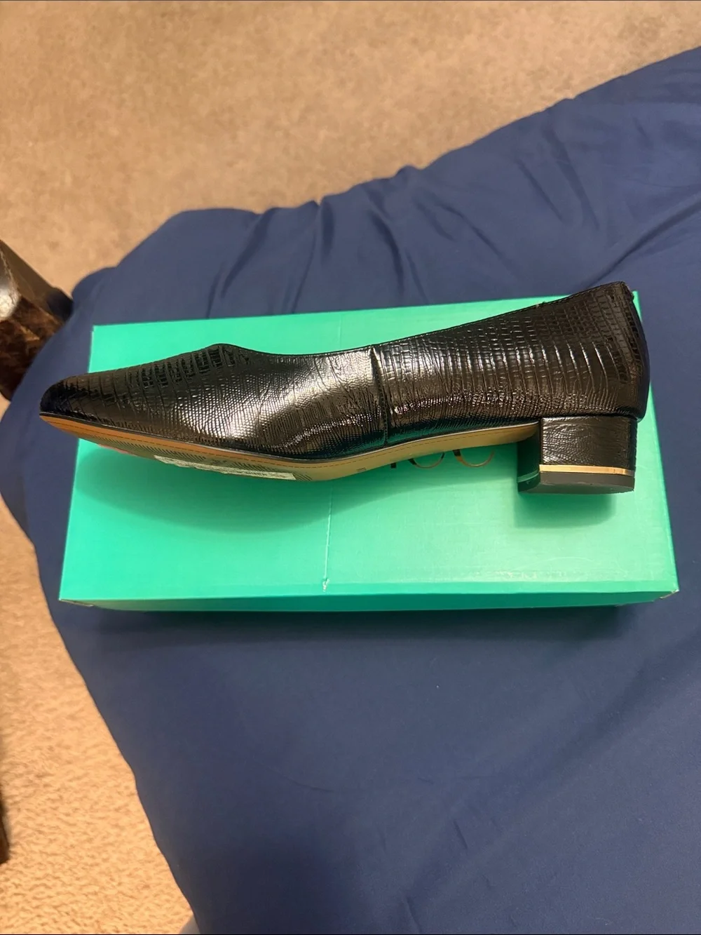 J.Renee Black Croc-Embossed Ballet Flats